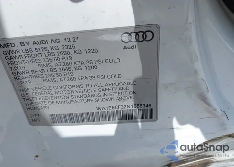 2022 Audi Q3 Premium Plus 45 Tfsi S Line Quattro Tiptronic из США, поврежденный, VIN WA1EECF32N1066345